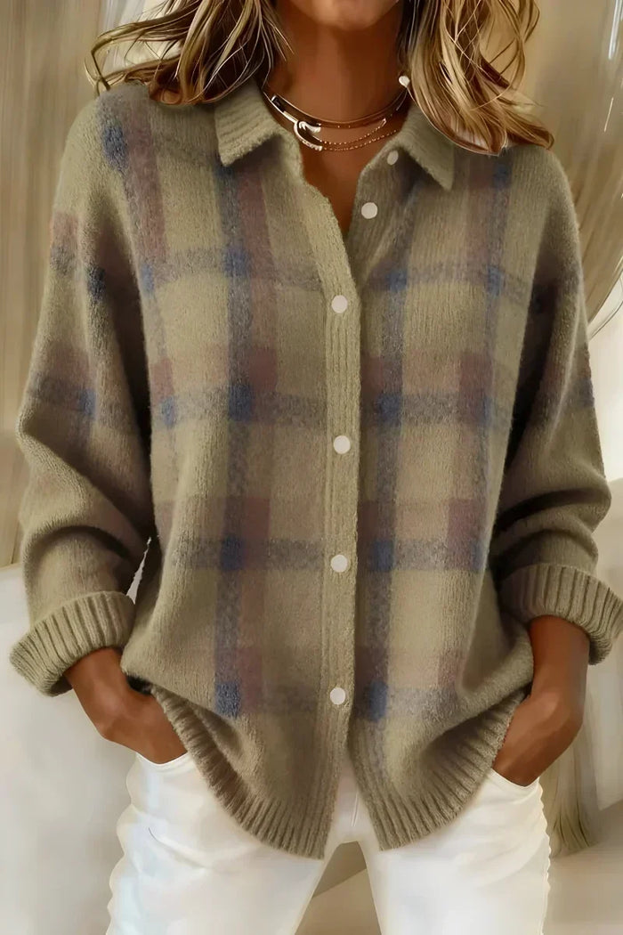 Marilyn | Cozy Checked Plaid Cardigan