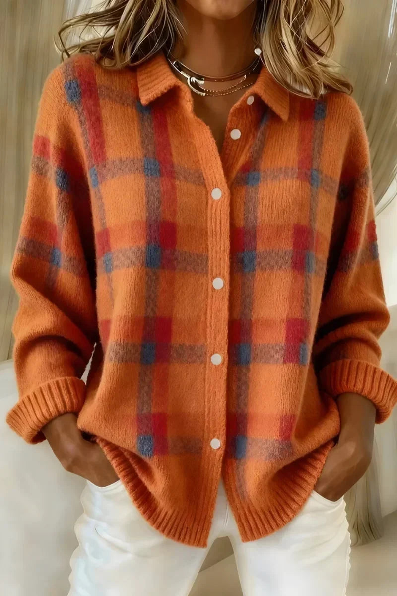 Beverly | Plaid Button-Up Knit Cardigan