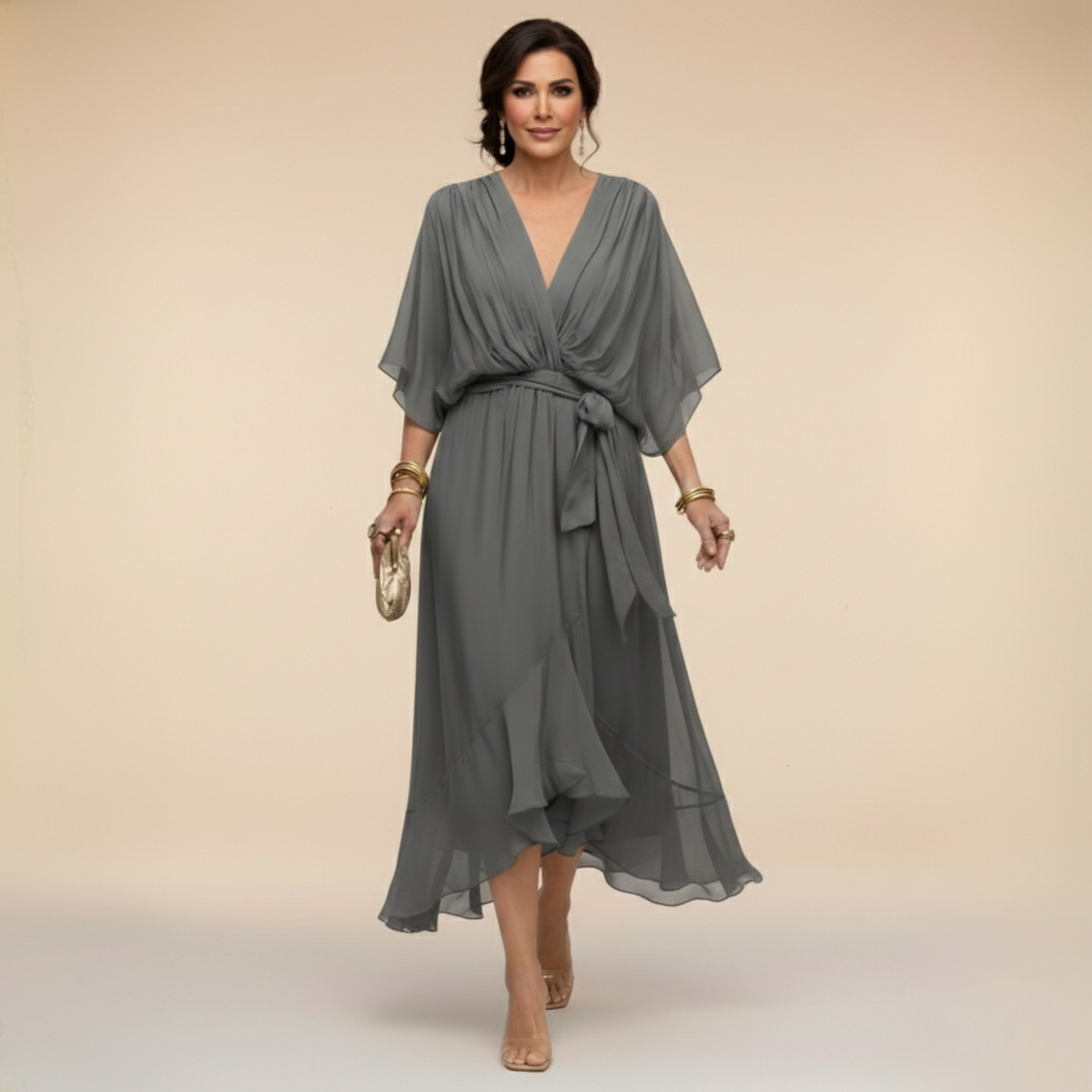 Delaney | Flowing V-Neck Midi Dress