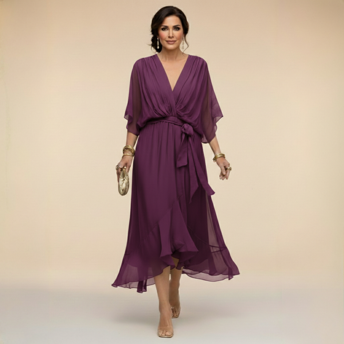 Delaney | Flowing V-Neck Midi Dress