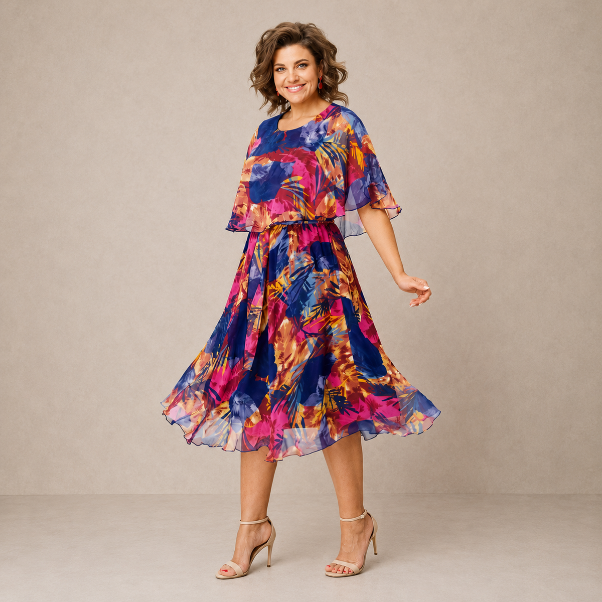 Camelia | Flowing Floral Midi Dress