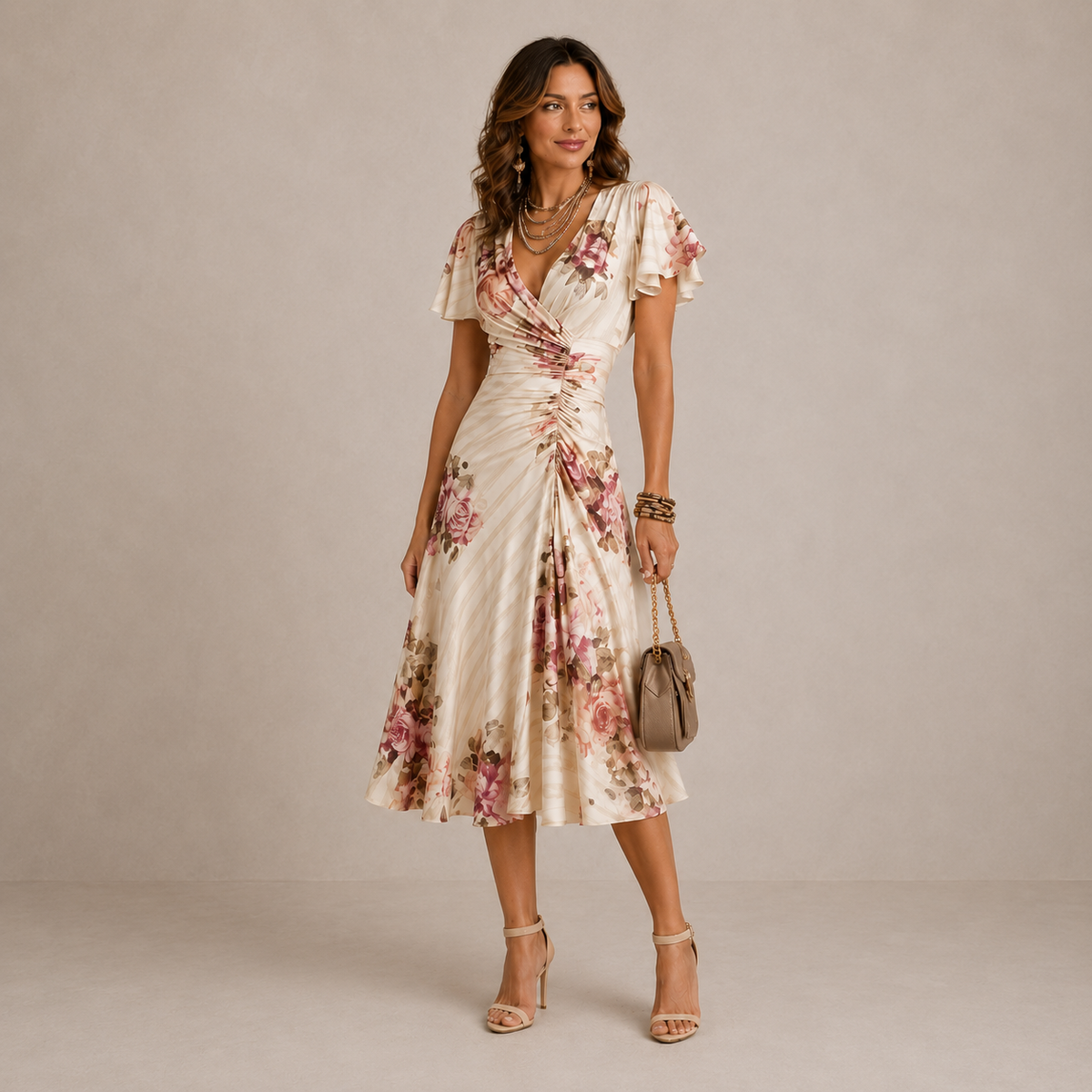 Hazel | Floral Draped Midi Dress