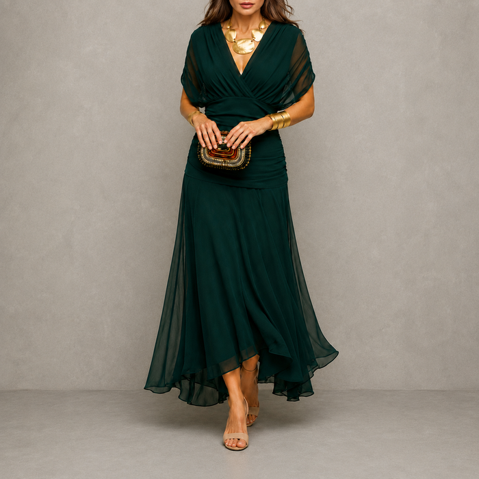 Emma | Draped V-Neck Evening Dress