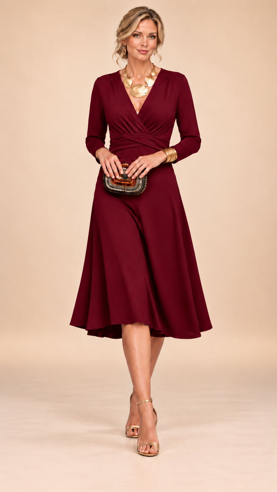 Naomi | Solid V-Neck Maxi Dress