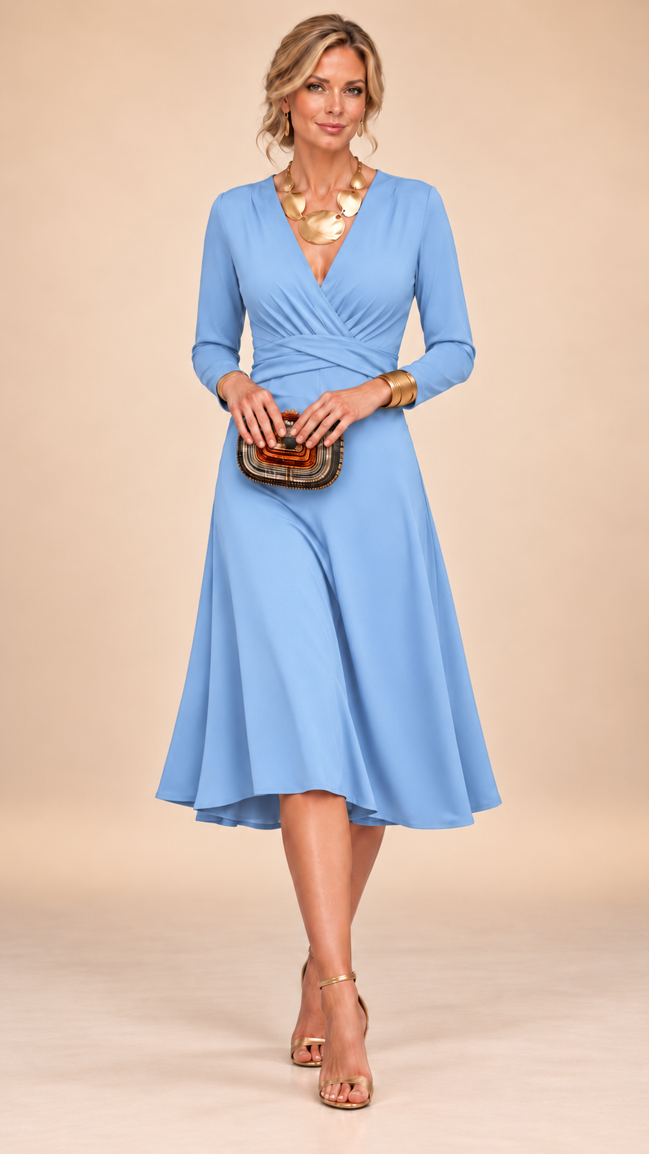 Naomi | Solid V-Neck Maxi Dress