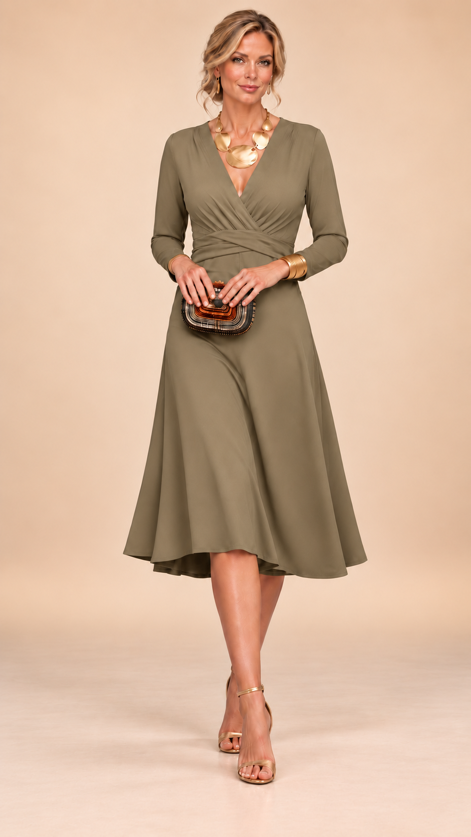 Naomi | Solid V-Neck Maxi Dress