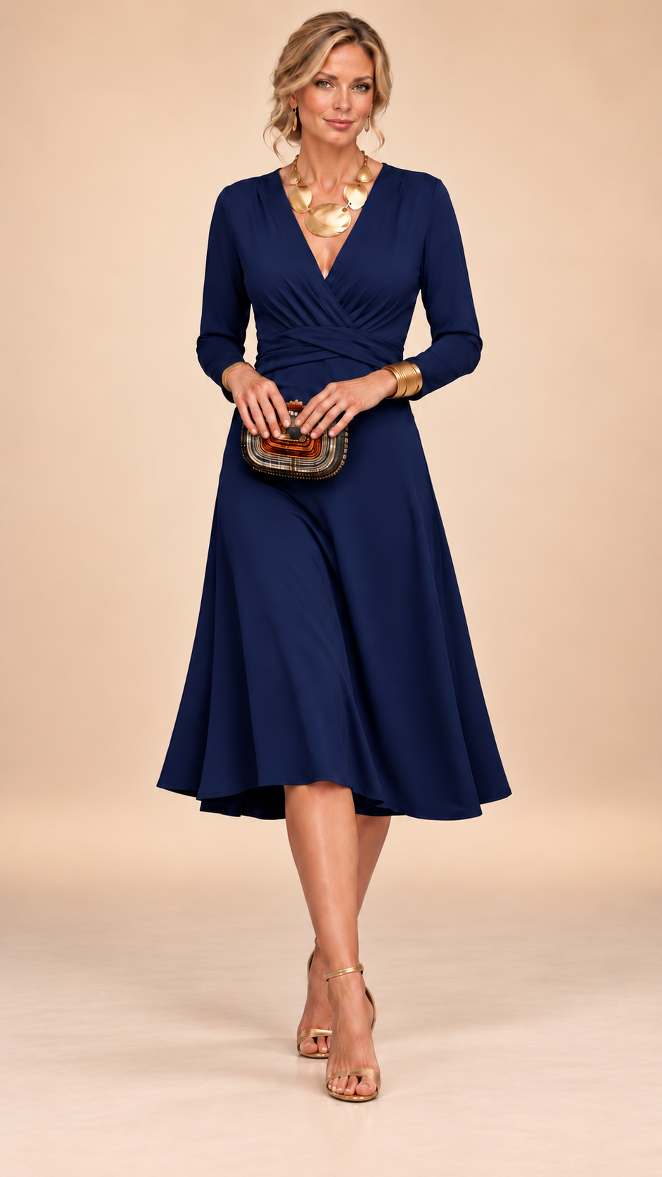Naomi | Solid V-Neck Maxi Dress