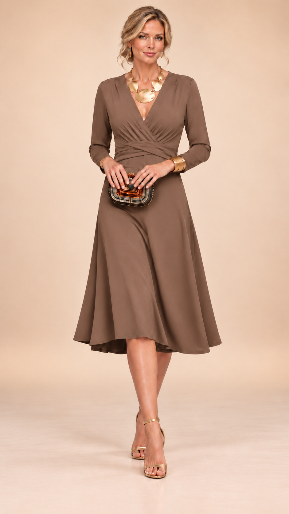 Naomi | Solid V-Neck Maxi Dress