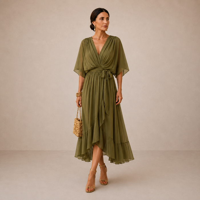 Delaney | Flowing V-Neck Midi Dress