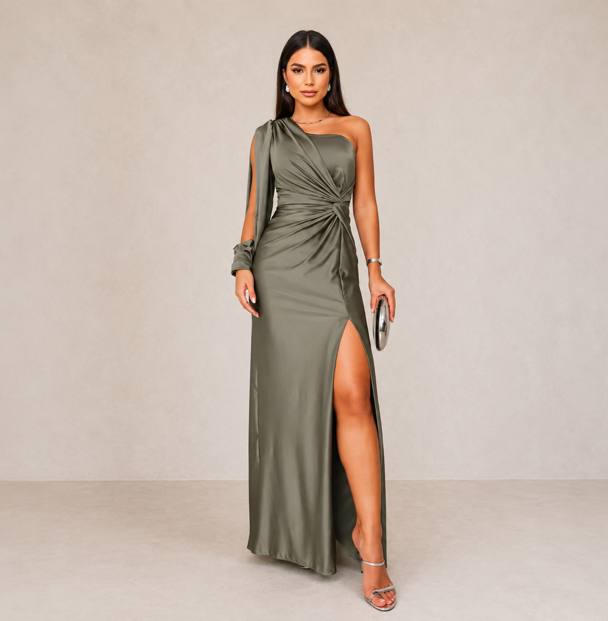Emilia | One-Shoulder Twist-Front Gown