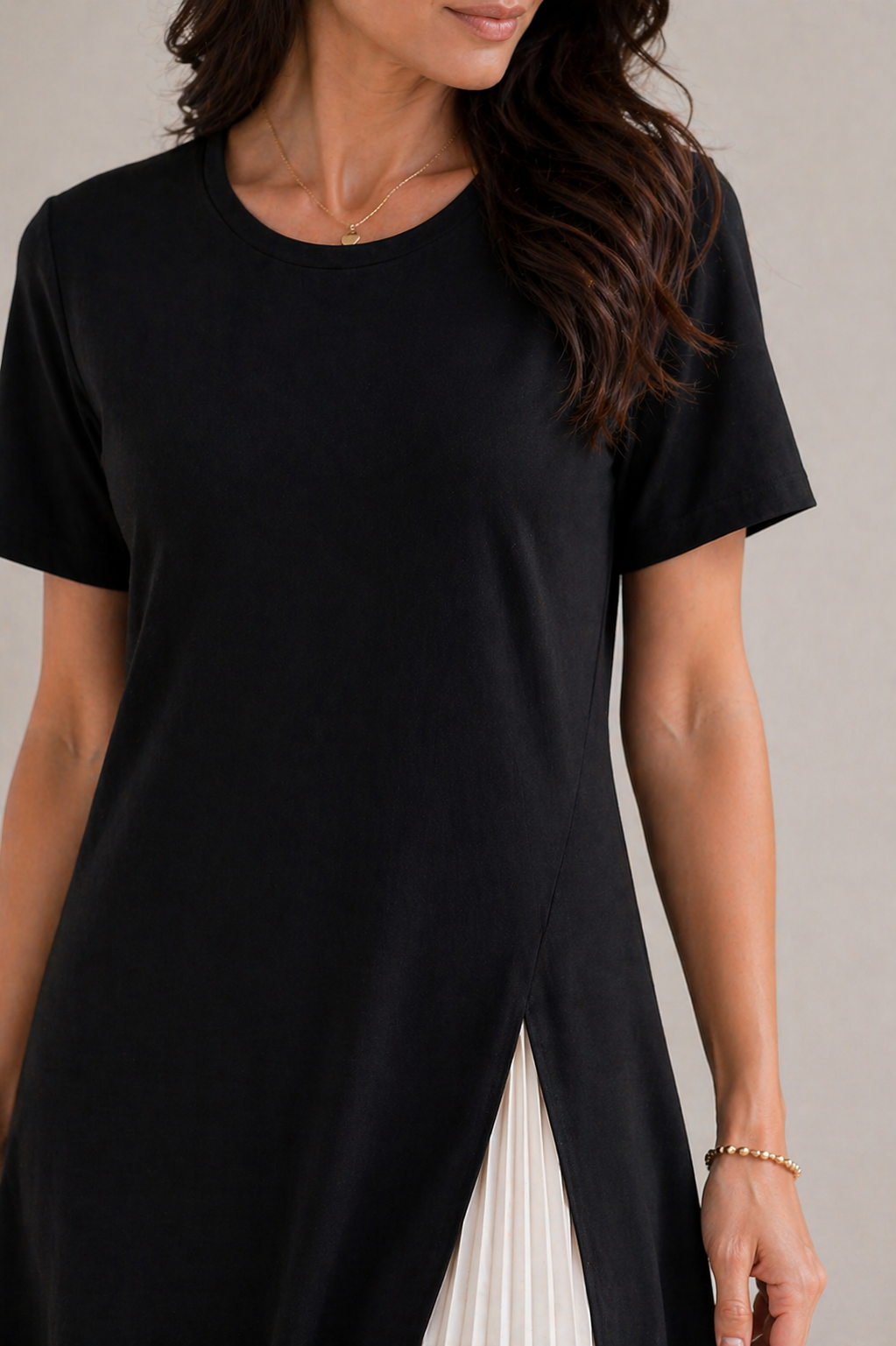 Genevieve | Pleated Panel Midi Dress