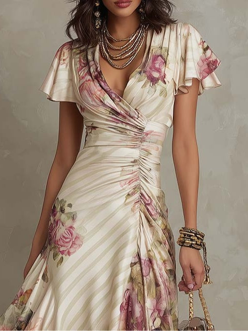 Hazel | Floral Draped Midi Dress