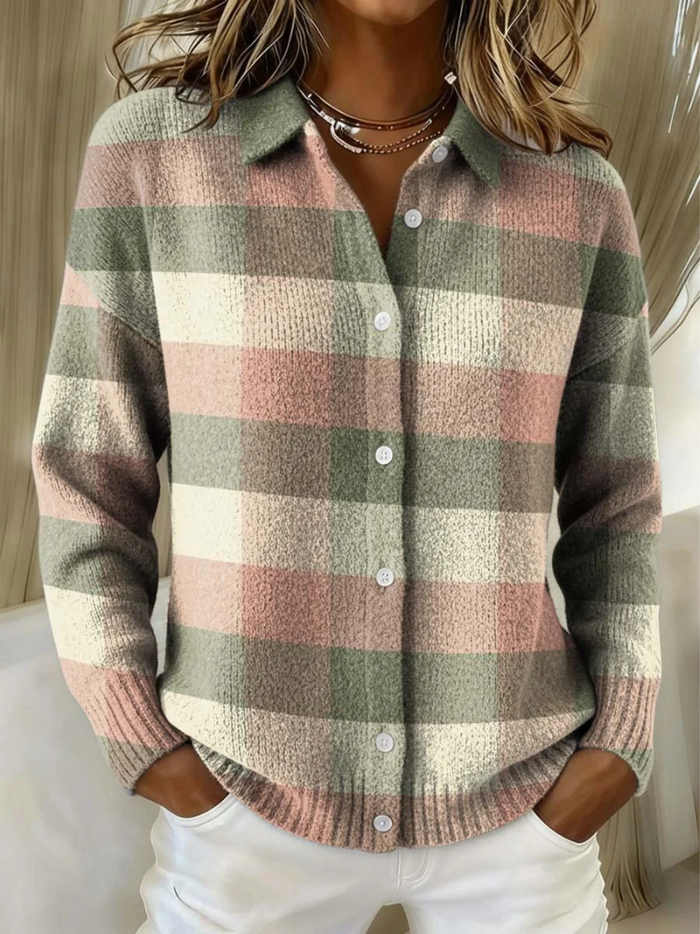 Sheila | Pastel Plaid Knit Cardigan