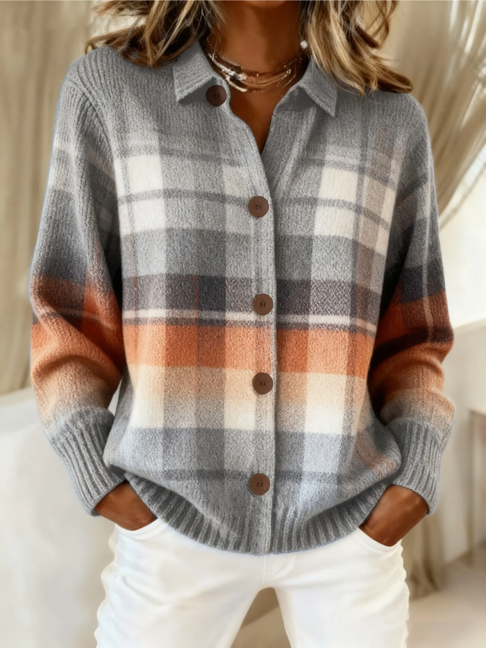 Lorraine | Warm Ombre Plaid Cardigan