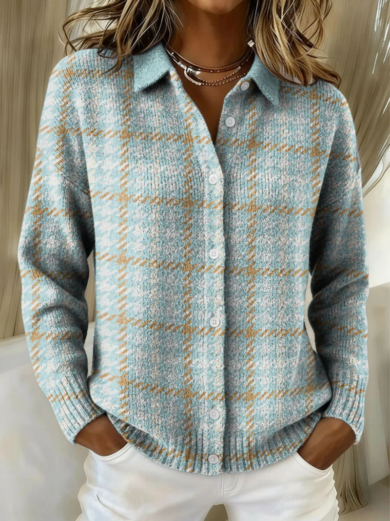 Clara | Elegant Plaid Button Cardigan