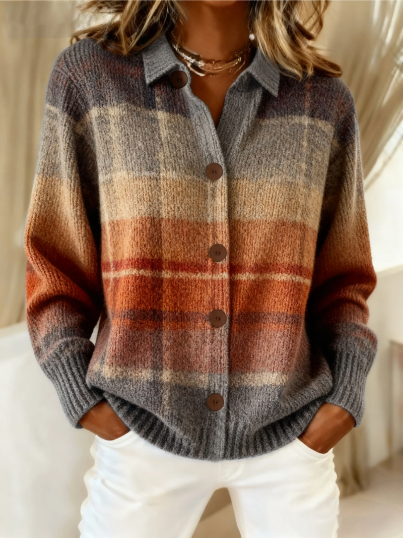Anne | Autumn Ombre Plaid Cardigan