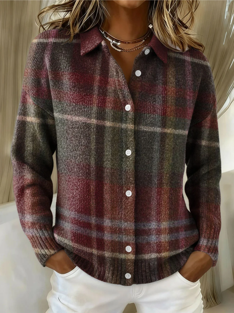 Carolyn | Classic Plaid Knit Cardigan