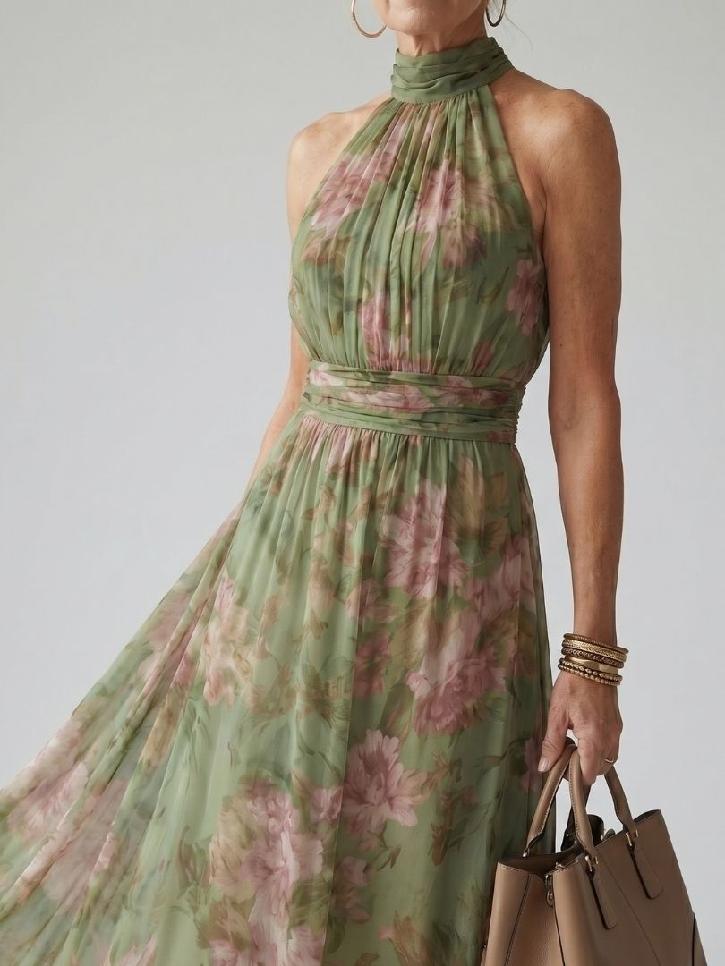 Anthea | Halter Floral Maxi Dress