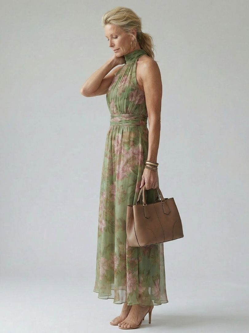 Anthea | Halter Floral Maxi Dress