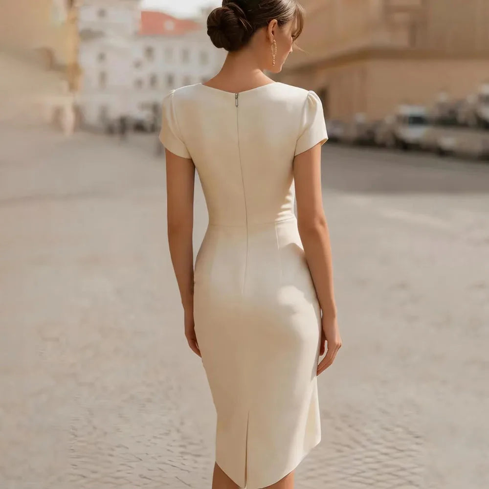 The Amara Draped Midi Dress – Elegant Sophistication with a Flattering Feminine Fit