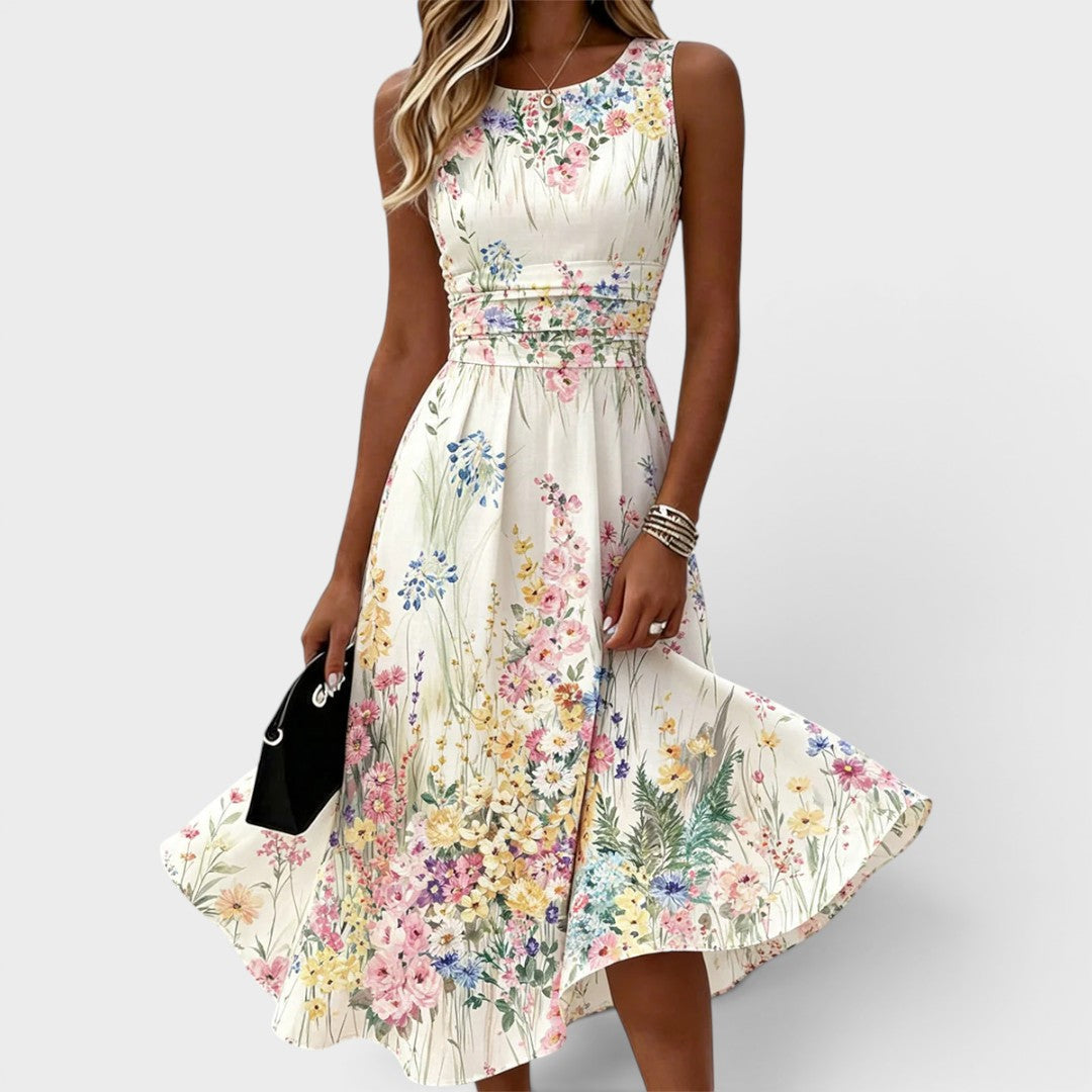 Rosina | Sleeveless Floral Midi Dress