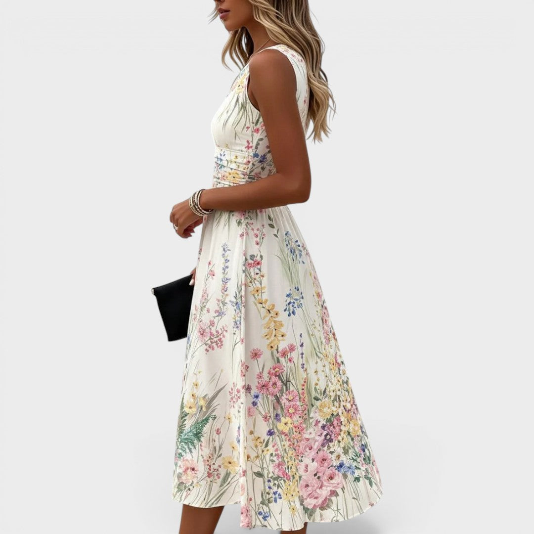 Rosina | Sleeveless Floral Midi Dress
