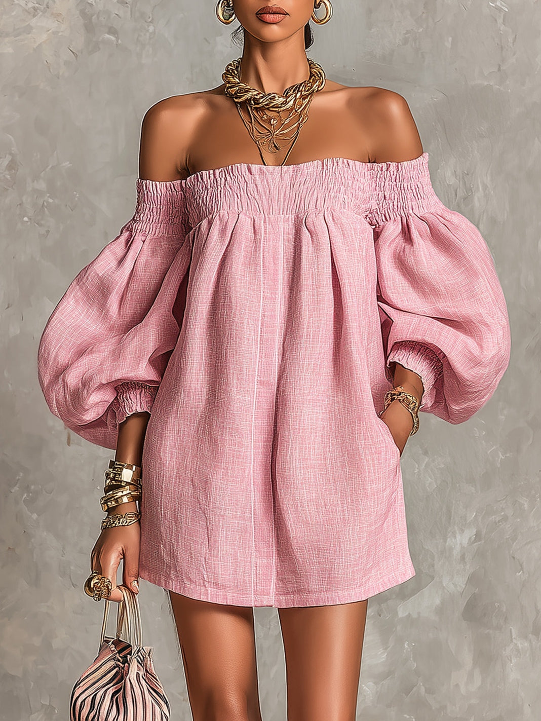 Rosaline | Off-Shoulder Puff-Sleeve Mini Dress