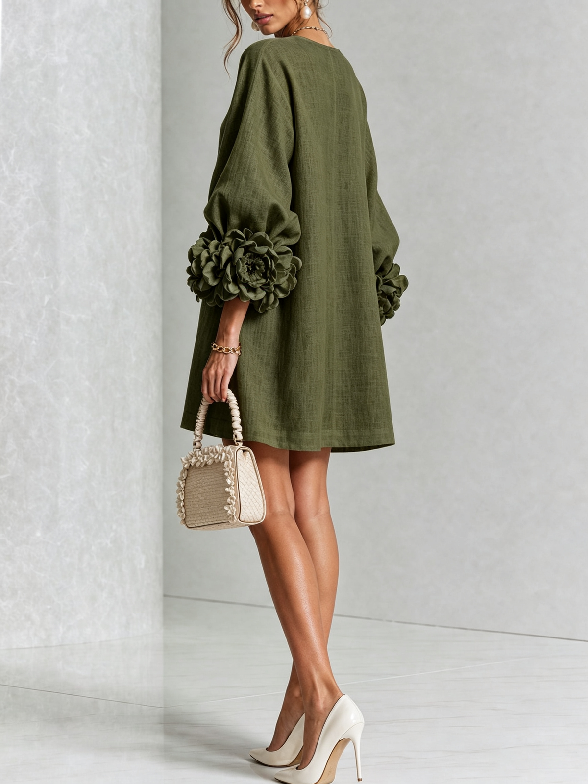 Francesca | Floral-Detail Button Mini Dress