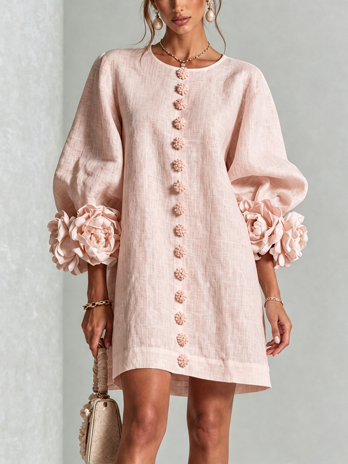 Flora | Floral-Trimmed Statement Mini Dress