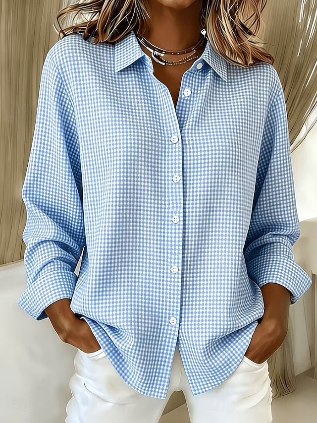 Pamela | Gingham Button-Front Blouse
