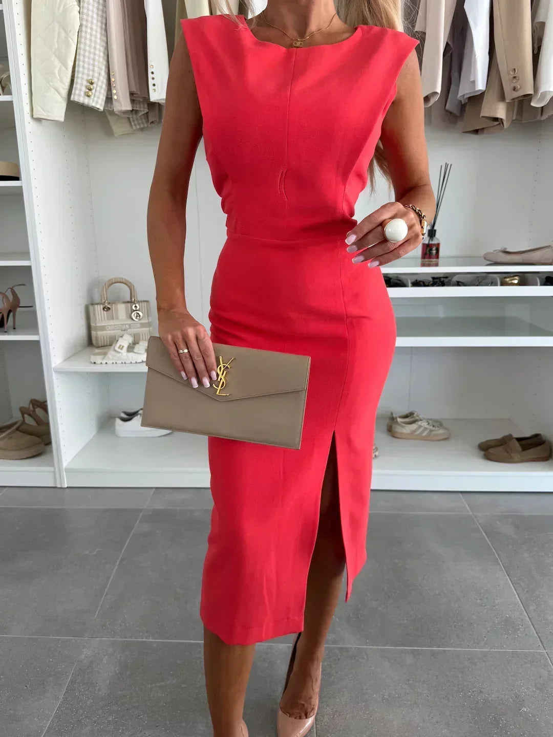 Antonia | Sleek Side-Slit Midi Dress