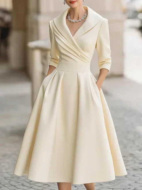 Lucia | Elegant Portrait-Collar Dress