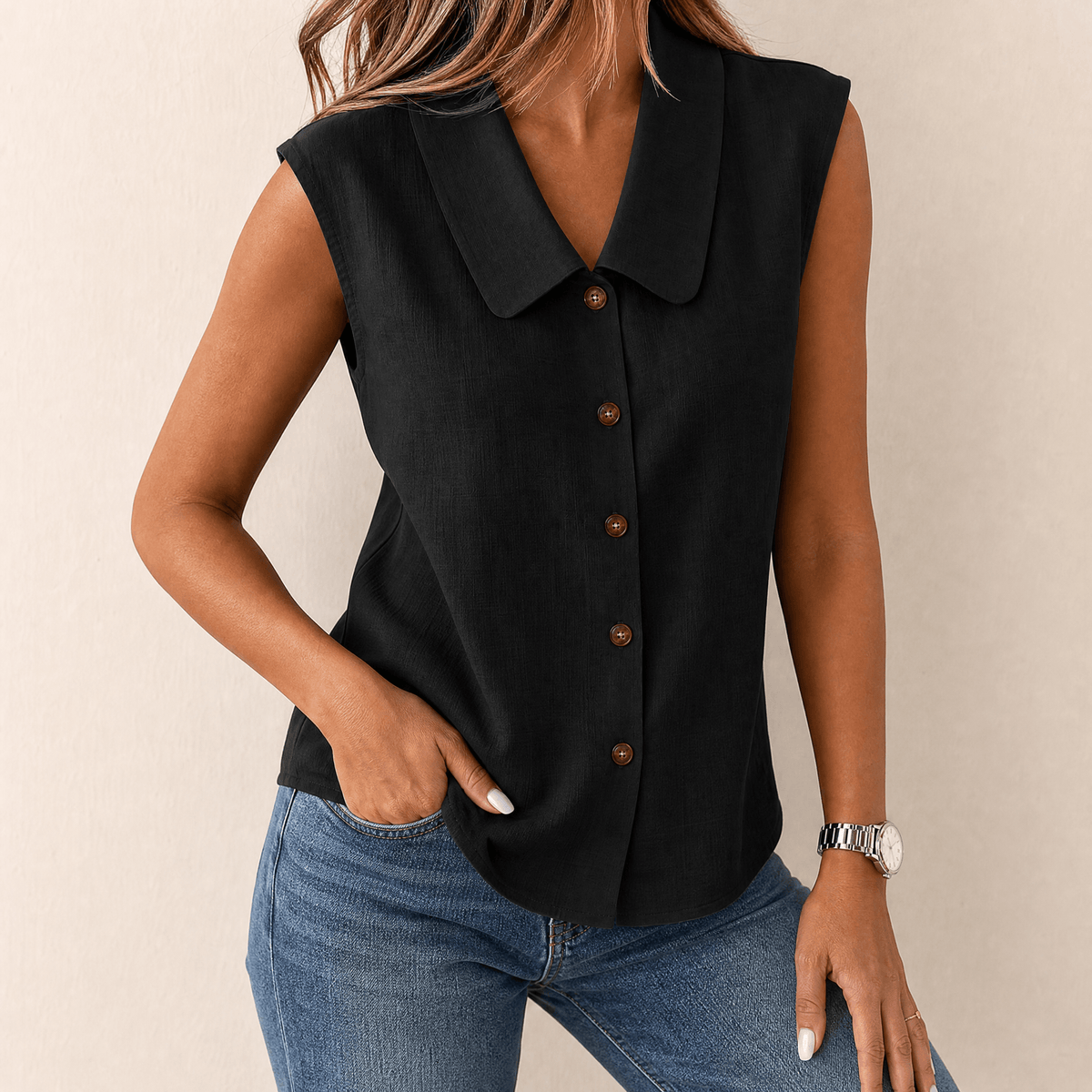 Linora | Collared Summer Top