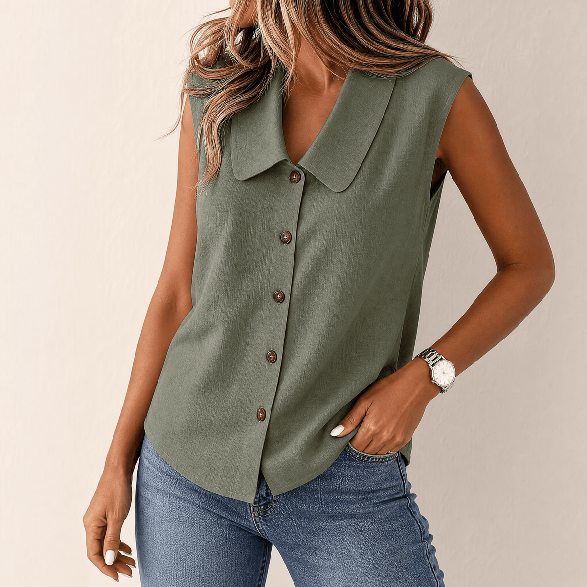 Linora | Collared Summer Top