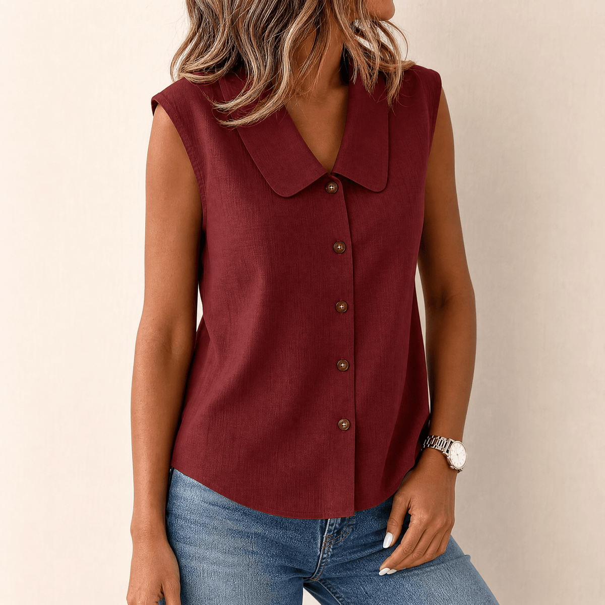 Linora | Collared Summer Top