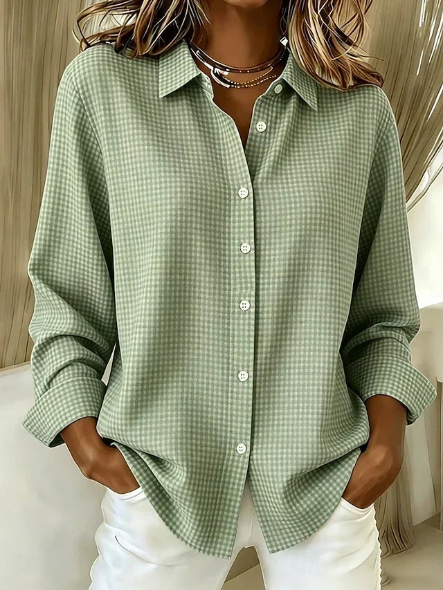 Pamela | Gingham Button-Front Blouse