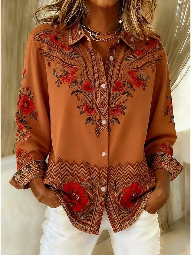Rebecca | Terracotta Floral Blouse